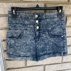 High Waisted Acid Wash Jean Shorts